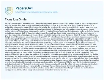 Essay on Mona Lisa Smile