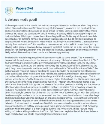 Essay on Is Violence Media Good?