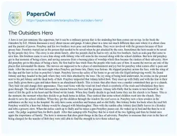 Essay on The Outsiders Hero