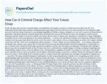 Essay on How Can a Criminal Charge Affect your Future Essay