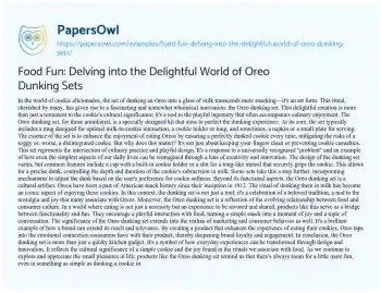 Essay on Food Fun: Delving into the Delightful World of Oreo Dunking Sets