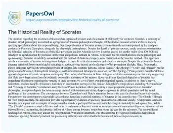 Essay on The Historical Reality of Socrates