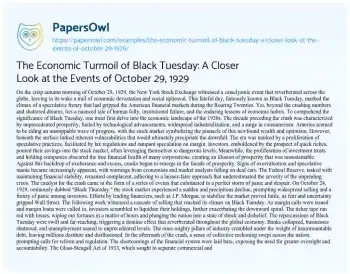 Essay on The Economic Turmoil of Black Tuesday: a Closer Look at the Events of October 29, 1929