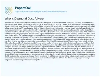 Essay on Who is Desmond Doss a Hero