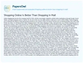 Essay on Shopping Online is Better than Shopping in Mall