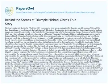 Essay on Behind the Scenes of Triumph: Michael Oher’s True Story