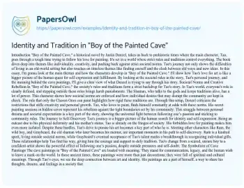 Essay on Identity and Tradition in “Boy of the Painted Cave”