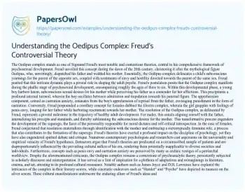 Essay on Understanding the Oedipus Complex: Freud’s Controversial Theory