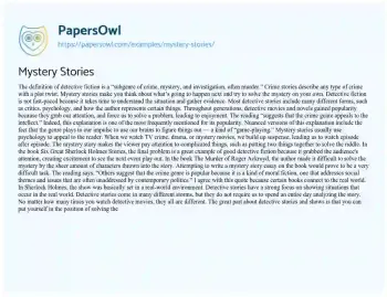 Essay on Mystery Stories