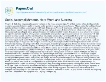 Essay on Goals, Accomplishments, Hard Work and Success