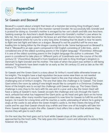 Essay on Sir Gawain and Beowulf