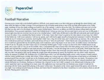 Essay on Football Narrative