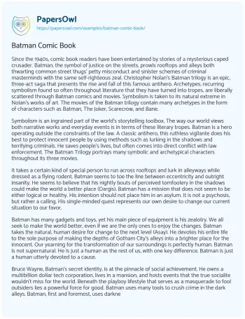 Essay on Batman Comic Book