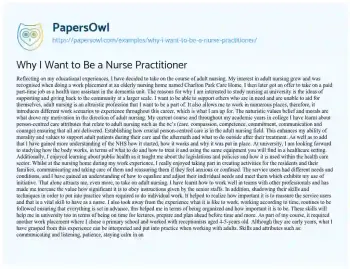 Essay on Why i Want to be a Nurse Practitioner