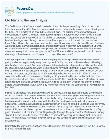 Essay on Old Man and the Sea Analysis