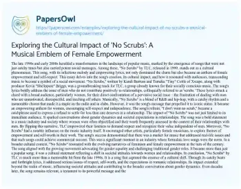 Essay on Exploring the Cultural Impact of ‘No Scrubs’: a Musical Emblem of Female Empowerment