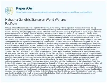 Essay on Mahatma Gandhi’s Stance on World War and Pacifism