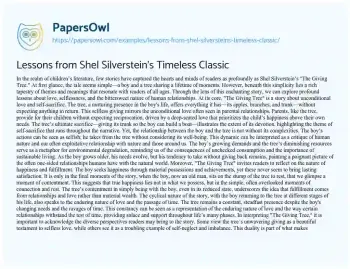 Essay on Lessons from Shel Silverstein’s Timeless Classic