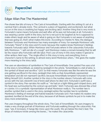 Essay on Edgar Allan Poe the Mastermind