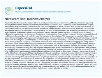 Essay on Nordstrom Rack Business Analysis