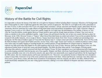 Essay on History of the Battle for Civil Rights