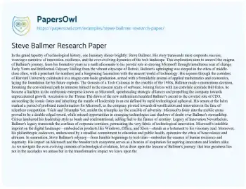 Essay on Steve Ballmer Research Paper