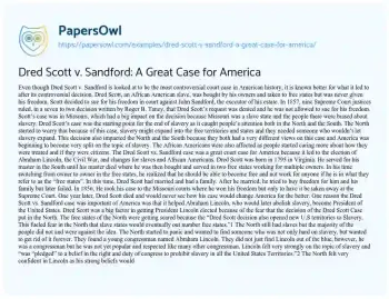 Essay on Dred Scott V. Sandford: a Great Case for America