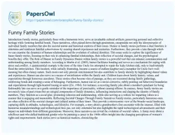 Essay on Funny Family Stories