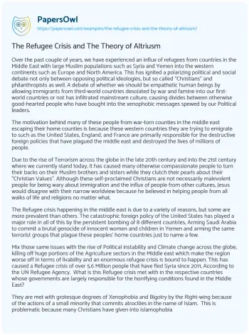 Essay on The Refugee Crisis and the Theory of Altriusm