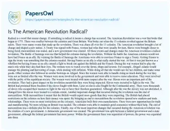 Essay on Is the American Revolution Radical?