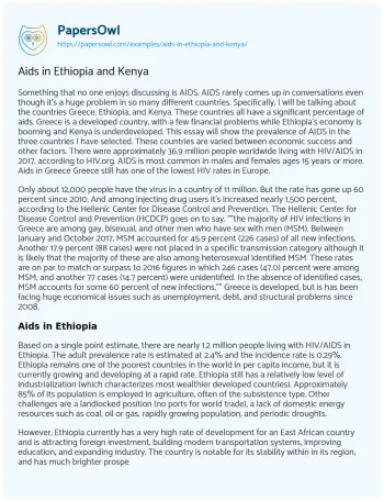 Essay on Global AIDS Crisis Management Approaches