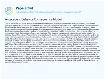 Essay on Antecedent Behavior Consequence Model