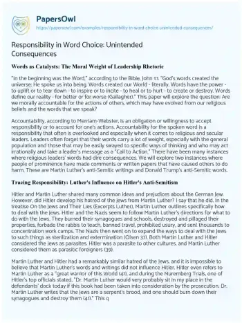 Essay on Responsibility in Word Choice: Unintended Consequences