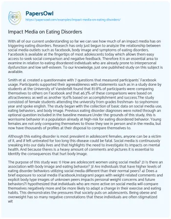 Essay on Impact Media on Eating Disorders