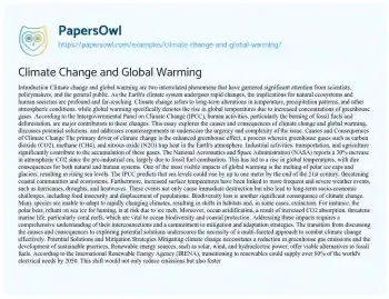 Essay on Climate Change and Global Warming