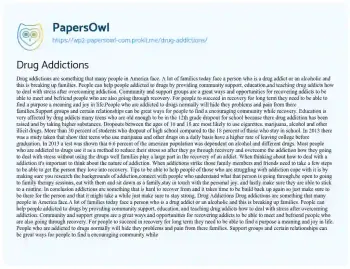 Essay on Substance Addiction Mechanisms and Recovery