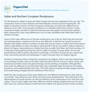 Essay on Italian and Northern European Renaissance