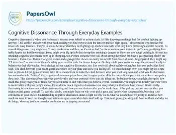 Essay on Cognitive Dissonance through Everyday Examples