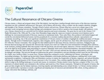 Essay on The Cultural Resonance of Chicano Cinema