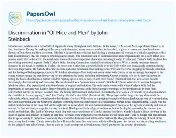 Essay on Discrimination in “Of Mice and Men” by John Steinbeck