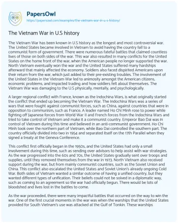 Essay on The Vietnam War in U.S History