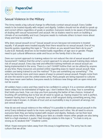 Essay on Sexual Violence in the Military