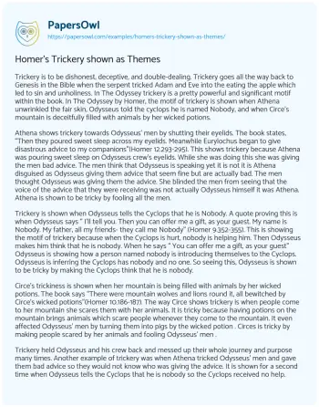 Essay on Homer’s Trickery Shown as Themes