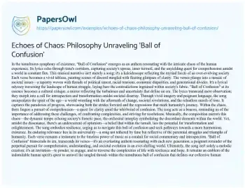 Essay on Echoes of Chaos: Philosophy Unraveling ‘Ball of Confusion’