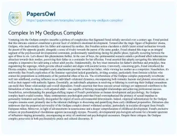 Essay on Complex in my Oedipus Complex