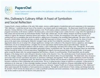 Essay on Mrs. Dalloway’s Culinary Affair: a Feast of Symbolism and Social Reflection