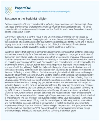 Essay on Existence in the Buddhist Religion