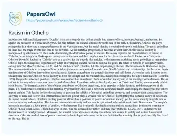 Essay on Racism in Othello