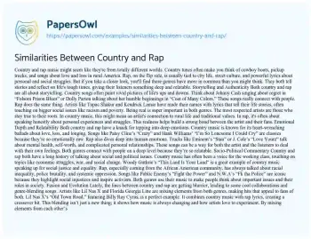 Essay on Similarities between Country and Rap