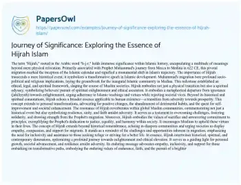 Essay on Journey of Significance: Exploring the Essence of Hijrah Islam